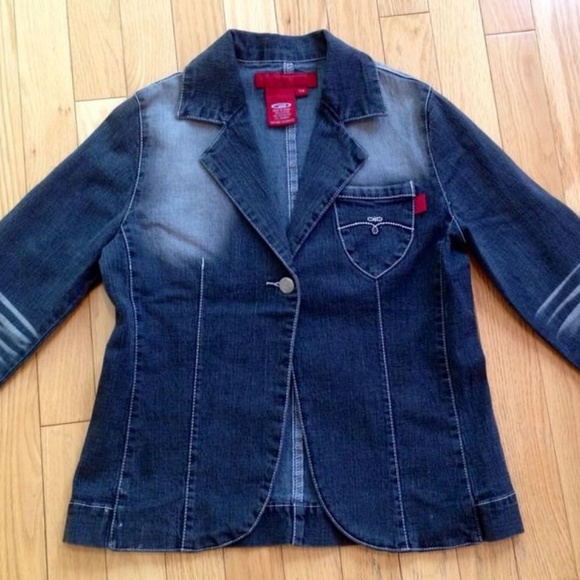 LET ME B. FADED DARK DENIM GRAY JEAN JACKET SIZE 7 - Picture 5 of 6